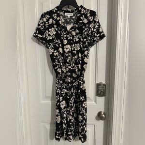 Pretty Lucky Brand size 2X black white floral belted dress plus NWT